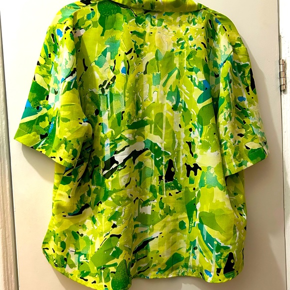 90s Maximalist Green Abstract Art Vintage Gem - Picture 2 of 3